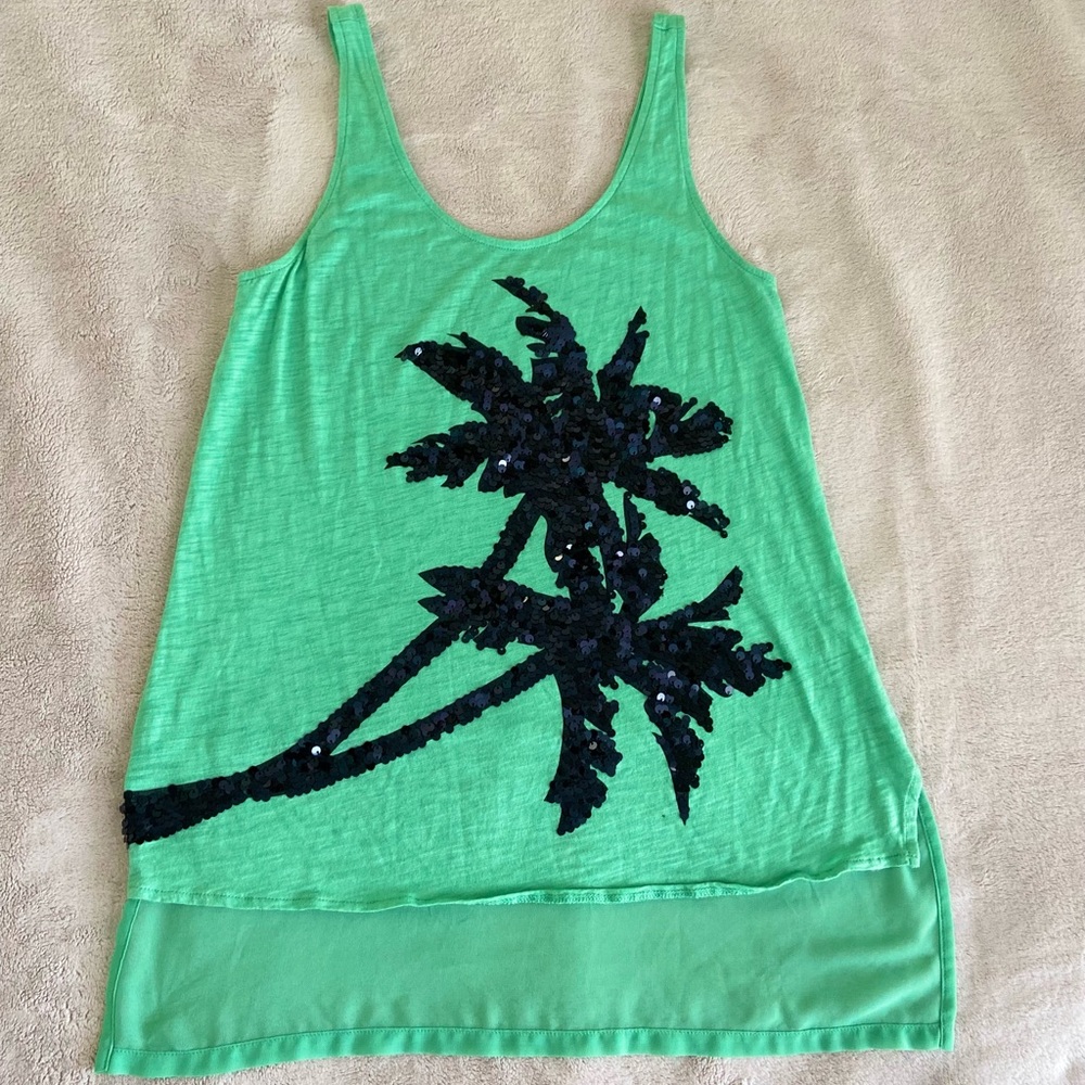 Express Sequin Palm Tree Tank